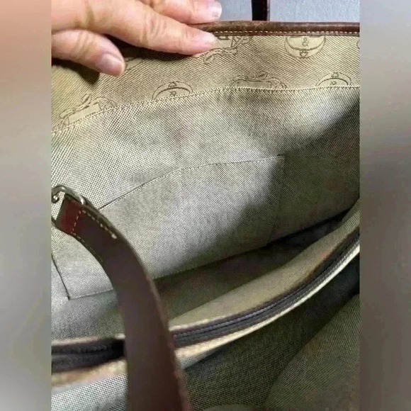 DOONEY & BOURKE Vintage Double Handle Signature Tan Canvas - Picture 11 of 16